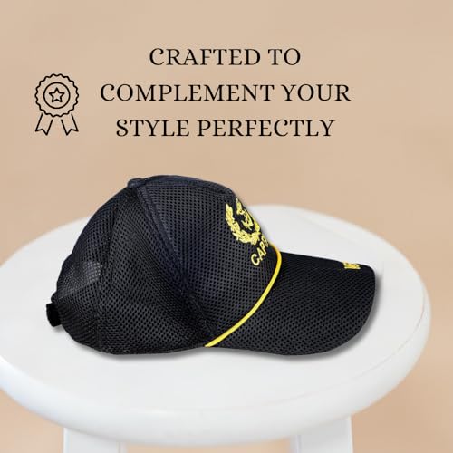 Image of Adjustable Caps | Uniform Accessory | Free Size Unisex Hat | Baseball Hats | Durable & Lightweight Comfortable Cap | Hat with Gold Embroidery Merchant Navy Cap