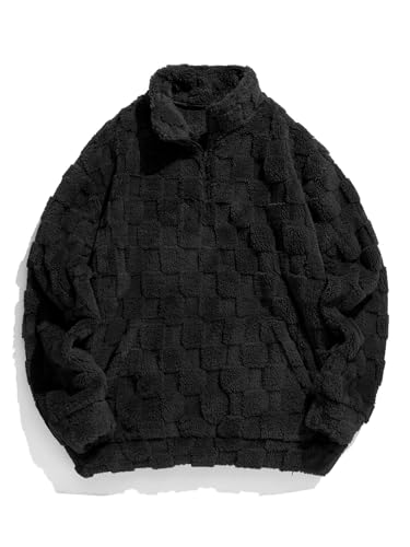 Image of ZAFUL Men 1 /4 Zipper Sweatshirt Ethnic Aztec Printed Kangaroo Pocket Fall Winter Pullovers Jacket Unisex Hoodie Tops