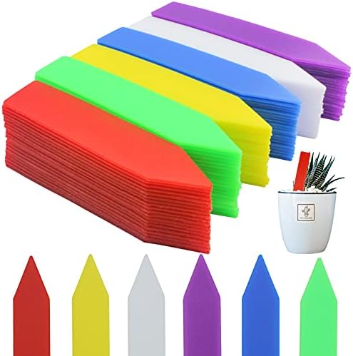Mziart 120Pcs 4 Inches Plastic Plant Tags Waterproof Nursery Garden Plant Labels Stakes Pot Markers, Multicolor