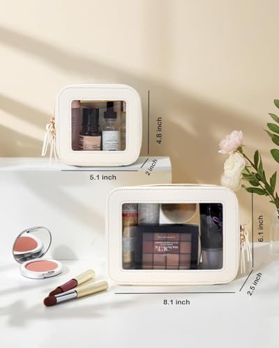Travel Clear Makeup Bag Set, TSA Approved Cosmetic Bag Case with Zipper Portable Makeup Pouch Toiletry Bag Women Traveling Cosmetic Organizer Storage Bag Car Organizer Car Essentials for Women3