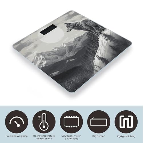 Báscula Digital de Baño Snow Mountain Lone Wolf de Vidrio Templado miniatura 3