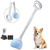 NYEONHRT Dog Pooper Scooper Portable with Bag Attachment, One Handed Foldable Design, Includes 120 Biodegradable Waste Bags and Dispenser, 28 Inch Handle for Grass Yard Gravel Cleanup
