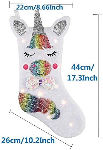 Shelly Home Christmas Stocking With Led Light Unicorn Sparkly Sequins Stockings For Christmas Decoration #TOP3