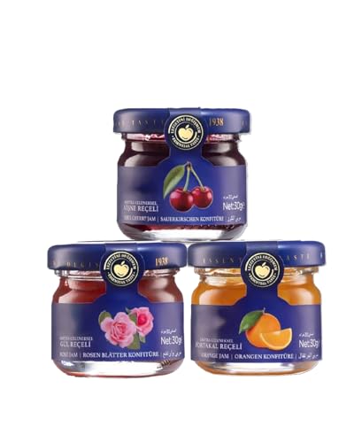 AGADE Mini Fruit Jam Variety Tasting Basket, Gourmet Turkish Preserves Gift Set (3 Ct Mini Fruit, 3, Count)