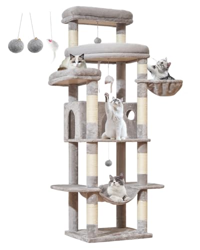 Taoqimiao 180CM Kratzbaum Groß XXL, Katzenbaum Grosse Katzen Stabil kratzbaum Maine Coon mit Katzenhaus, Hängematte, Große Plattform 9...