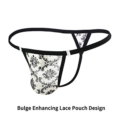 YuKaiChen Men's Sexy String Bikini Underwear Ice Silk Jockstrap Lace Briefs Low Rise 5-Pack022