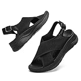 Hanani Womens Orthopedic Sandals Adjustable Strap Sandals Arch Support Ladies Summer Wedge Slingback Sliders Platform Walking Shoes Washable Slide Sport Girls Casual Thick Bottom Beach Shoes