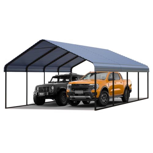 Yotila Gray 20x20 ft Heavy Duty Metal Carport Kit