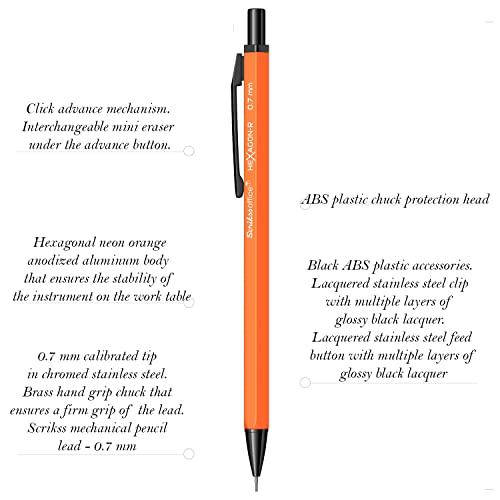 Image of Scrikss 0.7 mm Cute Aesthetic Mechanical Clutch Lead Pen Pencil | for Drafting Sketching Drawing | Orange Penpencil | Hexagon-R