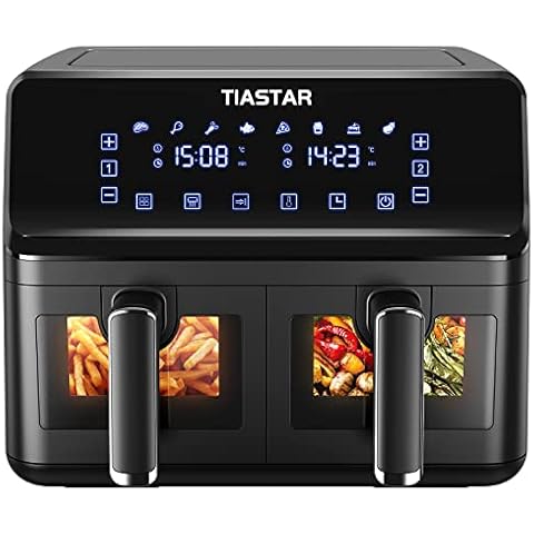 Tiastar Freidora de Aire Dual Zone con Ventana de Visualización, 8L Freidora Sin Aceite Cover