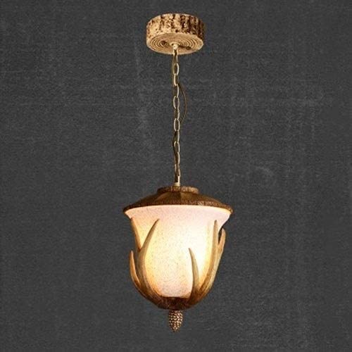 Suspension design bois de cerf en résine de prestige et plafonnier rétro à verre dépoli