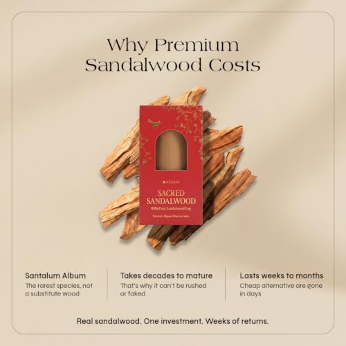 Image of N'CHANT 100% Pure Mysore Sandalwood Log for Face & Skin Care | Original Chandan Stick, Lab Tested | Cooling Ayurvedic Face Pack for Glow & Clear-Looking Skin | Pooja, Tilak & Meditation