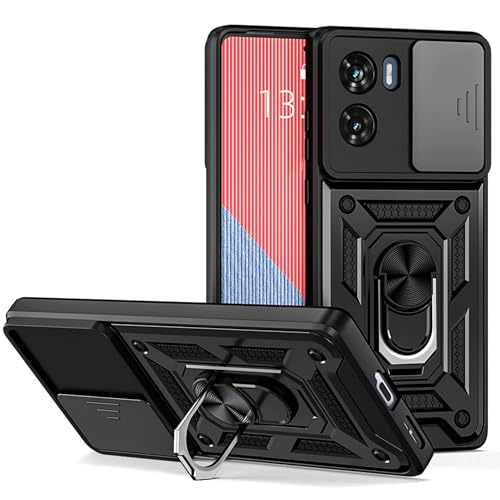 Image of SPAZY CASE Poco X7 Pro 5G Back Case | Heavy Duty Hybrid Case with 360 Degree Rotating Finger Ring Holder + Slider Shutter Camera Protection Cover for Poco X7 Pro 5G 5G - Black