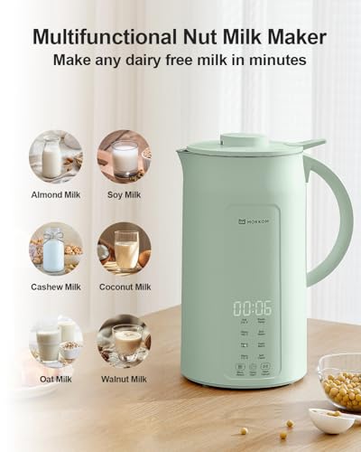 Image of MOKKOM Nut Milk Maker, 42oz Soy Milk Maker for Homemade Plant-Based Milk, Soy, Oats, Dairy Free Beverages, Automatic Almond Milk Machine with Delay Start /Keep Warm /Boiling /Self-Clean, Cardamom Green