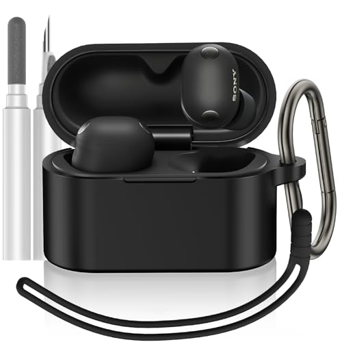 LDSXAY Sony WF-1000XM6�Ή��P�[�X�J�o�[�A�\�t�g�V���R���ϏՌ��ی�X�L���P�[�X Sony WF-1000XM6���C�����X�C���z���p �N���[�i�[�L�b�g�A�L�[�`�F�[���ƃX�g���b�v�A�N�Z�T���[�t��(�u���b�N)