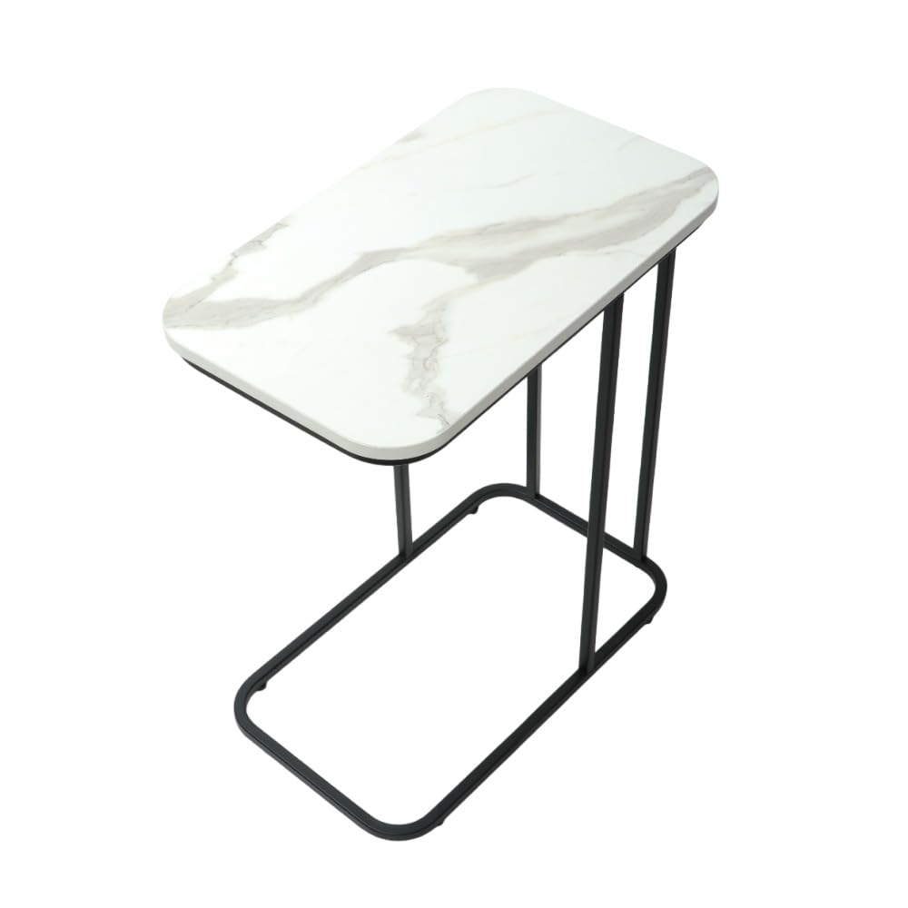 DECOWORLD Premium Side Table Metal Side Table with Wooden Top Side