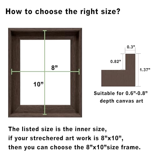 Image of CANFRAVAS 11x14 Solid Wood Canvas Floater Frame, Wood Canvas Floating Frame, Floater Frame for 0.6 inch-0.8 inch Deep Canvas Paintings (11 inchx14 inch, Dark Brown)