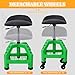 Tandagy Shop Stools with Wheels 360° Swivel Rolling Shop Stool Adjustable Height Mechanic Stool 300 LBS Capacity Garage Stool on Wheels Heavy-Duty Workshop Stool Pneumatic Mechanic Chair (Green)
