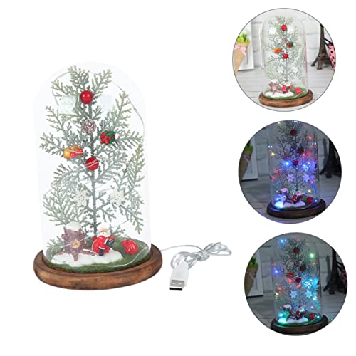 Lampe plante LED sous dôme en verre vert déco de table - 7