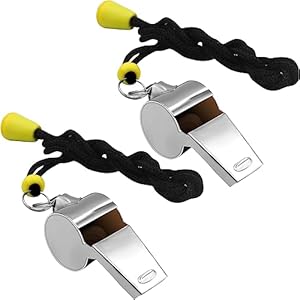 WONAPAD Whistle, Stainless Steel Sports Whistles with Lanyard, Loud Crisp Sound Whistles Great for Coaches, Referees, Teachers and Polices