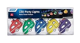 Camco Retro Travel Trailer Party Lights - Features an 8' Strand with (10) Travel Trailer Lights - Camping String Lights - Perfect for RV Awnings and Campsite Décor (42655)
