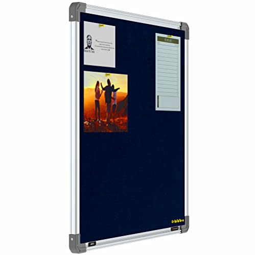 Image of Scholar Art Metis 2x2 Feet Fabric Pin-up Notice Board for Wall & Study Table | High Strength Velvet Cloth + High Density Soft Board for Pinning Photos, Sticky Notes & Reminders (Dark Blue)