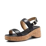 Picture of DREAM PAIRS Womens SDPW2318W Open Toe Dressy Casual Buckle Ankle Strap Raffia Platform Sandals for Summer Black-pu - 8