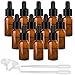 YAXIDAEVER 12pcs Flacon Compte-gouttes en Verre 10ml, Marron Bouteilles en Verre Vide avec 2 compte-gouttes et 2 entonnoirs,flacons en verre ambré