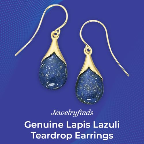 Genuine Lapis Lazuli Teardrop Earrings, 14K Gold over Sterling Silver Dangle Setting, Gemstone Jewelry for Women2