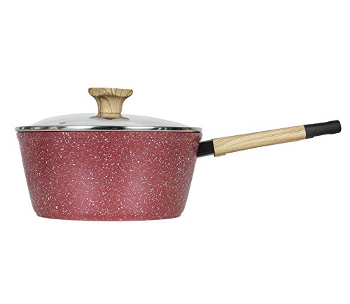Art of Cooking 3 Quart Granite Nonstick Saucepan Cookware Set (Induction Compatible) (Canyon Red)