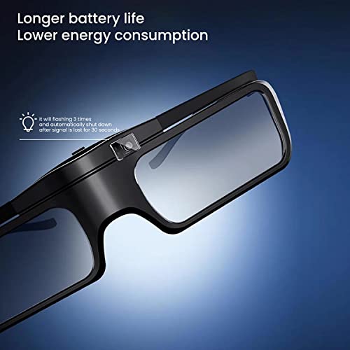 Jmgo Rechargeable Active 3D Shutter Glasses - Only Support Jmgo Dlp-Link 3D Projectors Laser Tv, 26 Grams Of Weight Fashion Design 3D Glasses, Charge Once Can Last 40Hr(Black) #TOP3