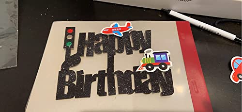 Transportation Birthday Cake Topper Traffic Vehicle Bus Car Train Plane Ship Themed Birthday Party Supplies Transportation Cake Decoration #TOP3