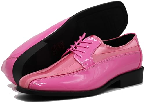 BMY Men's Striped Satin Matching Patent Upper Oxfords Formal Dress Shoes (13 D(M) US, Pink) by Enzo Romeo - Used condition - US$22.55