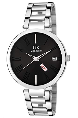 Image of IIK COLLECTION Round Dial Stainless Steel Bracelet Chain Analogue Day & Date Functioning Watch For Women And Girls, Dial Color-Assorted