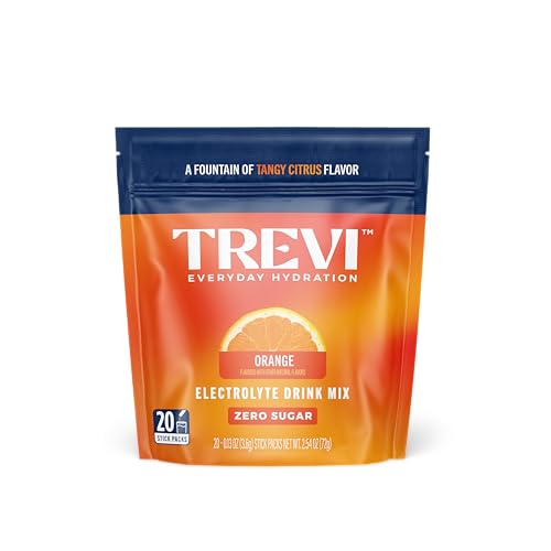 Image of TREVI Electrolytes Powder Packets, Sugar Free Hydration, Orange 20 Pack