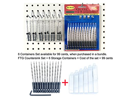 Ftg Usa Tapered Countersink Drill Bit Set 12 Pc (#6) 9/64" Countersink Bit Same Size Bit Replacement Only, Countersink Replacement Drill Bit With Improved Connection Drill-Hex Shank Without A Pin #TOP2