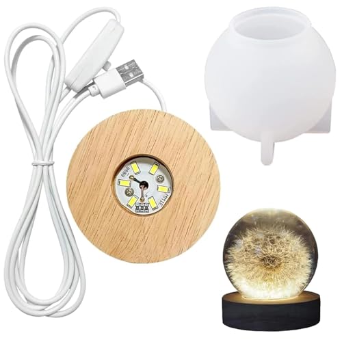 DIY Round Silicone Mould with Lamp Holder, LED Lamp Ball Epoxy Resin...