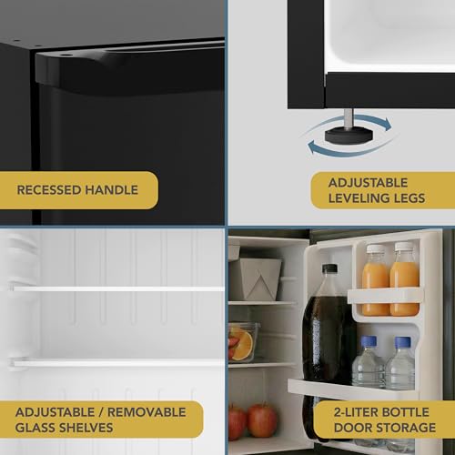 Image of West Bend Mini Fridge Compact Refrigerator for Home Office or Dorm, Auto Defrost with Reversible Door, Energy Star Rated, 1.6-Cu.Ft., Black