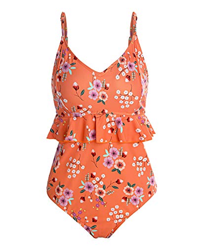 ReliBeauty Women Backless Swimsuit Ruffled One Piece, Flower, 6-8 ReliBeauty Women Backless Swimsuit Ruffled One Piece, Flower, 6-8