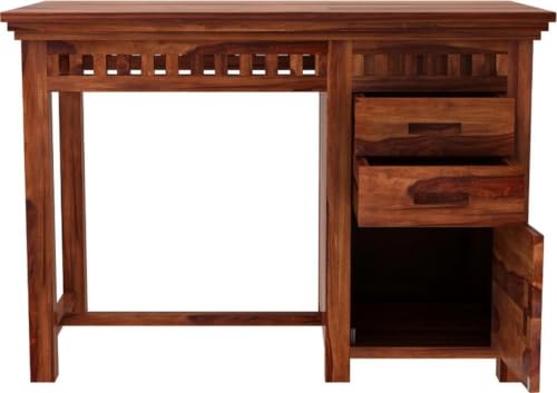 Image of Solid Sheesham Wooden Study Table & Desk with Drawer for Office and Home | Computer Laptop Table | Reading & Writing Desk | Laptop Desk (Honey C)