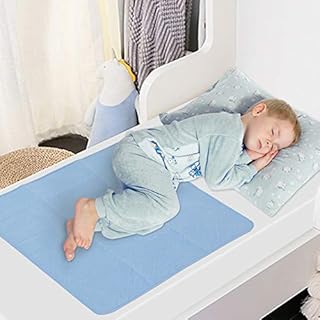 Bed Pads Washable Waterproof(2 Pack, 34 x 36), Washable and Reusable Anti Slip Incontinence Underpad Sheet Protector for Adults, Elderly, Kids, Toddler and Pets, White and Blue