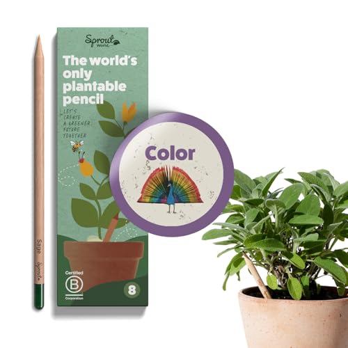 SproutWorld Color Edition Plantable Wooden Pencils (8 Pack)