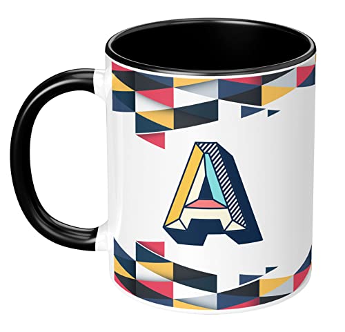 Image of 3D Colorful Alphabet Letter A Printed Coffee Mug For Girls Boys Friends Love Kids Best Gift For Birthday Anniversary Initial Letter A (Microwave Safe Ceramic Tea Coffee Mug-350ml) - ABV3TM2 01