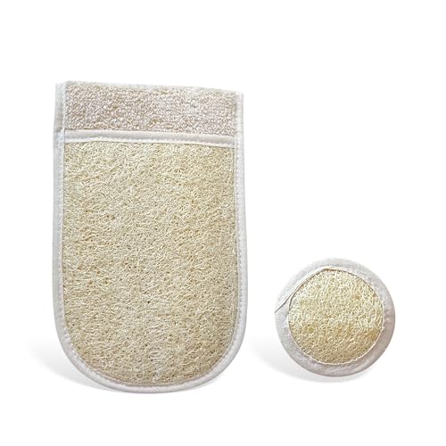 Loofah Exfoliating Body Scrubber, Face Exfoliator Pad, Loufa Glove, Dual Side, Luffa for Women and Men, Loofa, Bath Sponge, Shower Mitt, Feel The Naturalness (Pack of 1)