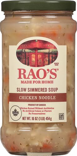 Image of Rao's Made for Home Chicken Noodle Soup, 16oz, Traditional Italian Heat and Serve Soup, Made with Premium Quality Chicken and Vegetables (Pack of 4)