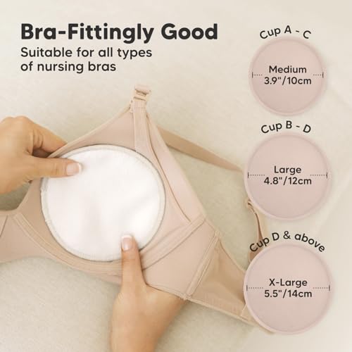 Image of 14-Pack Reusable Nursing Pads for Breastfeeding-Soft & Absorbent 4-Layers Washable Breast Pads for Leaking Milk,Viscose from Bamboo Breastfeeding Essentials,Nipple Covers(Neutrals, L 4.8 inch)