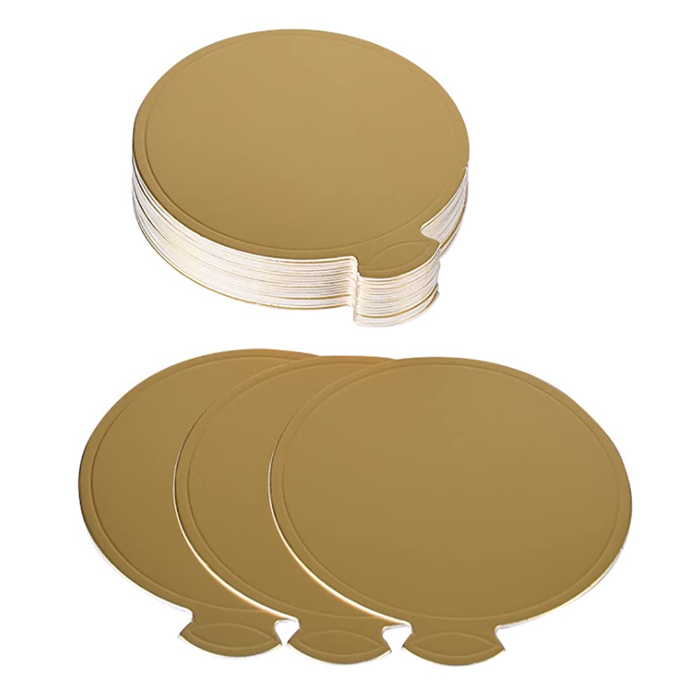 ANCLLO Luxurious Gold Round Mini Cake Boards, 100Pcs, 3.5 Inches (9cm) Diameter, Ideal for Cakes, Cupcakes, Muffins, Bake Sale Events & Home Based Bakers