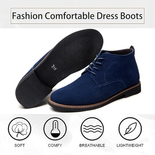 Men's Suede Lace Up Low Heel Chukka Ankle Boots Classic Fashion Comfortable Non-Slip Business Oxford Leather Dress Booties for Work Driving4