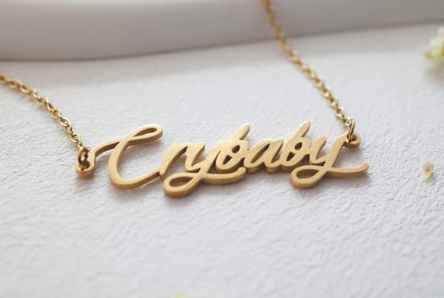 AOLO Robin Name Necklace for Women 18k Gold Plated Stainless Steel - Personalized Nameplate Jewelry Birthday Gift for Mom Adjustable Chain 16-18 Inch by AOLO - Used condition - Image 5