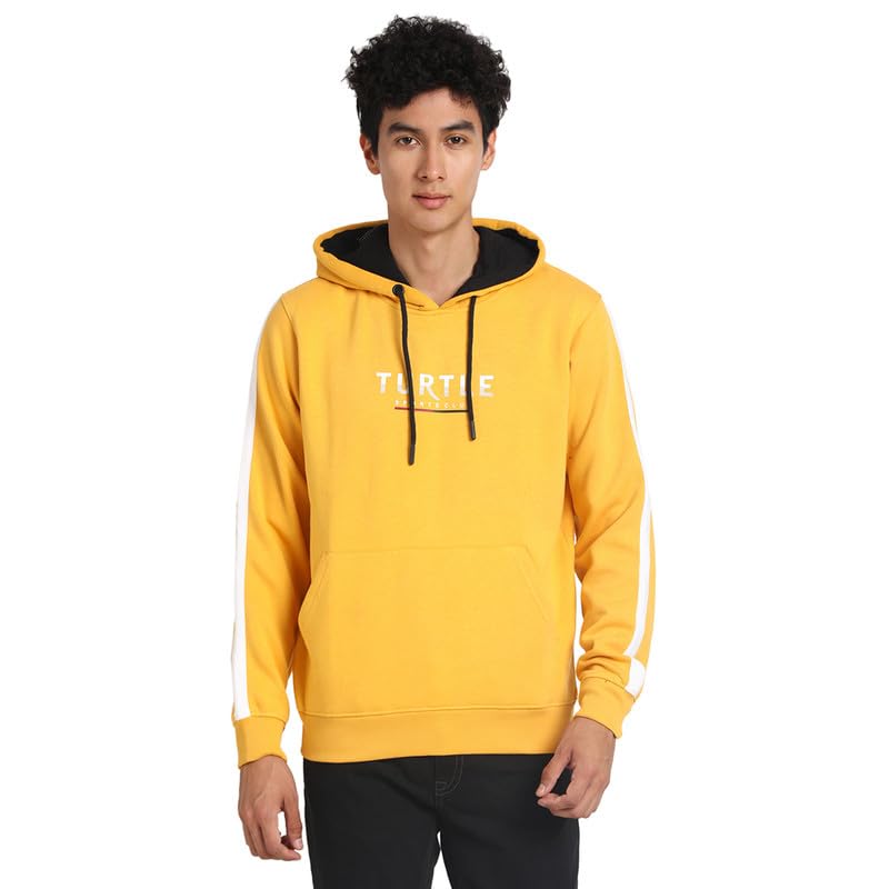 Sweat-shirt à capuche coton stretch jaune homme idéal pour vos sorties décontractées